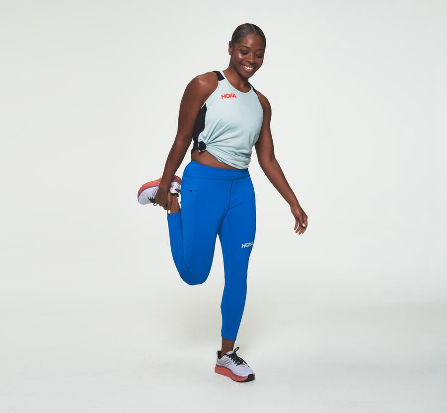 Hoka One One Pantolon Kadın Mavi - Performance Crop Tight - WA1572469